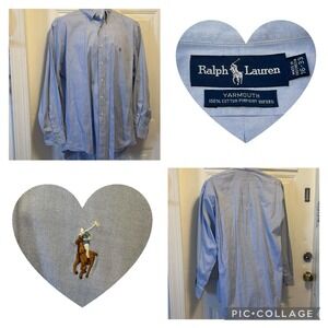 Ralph Lauren Yarmouth Shirt Men 16-33 Long Sleeve Button Down Flesh‎ Pony Oxford